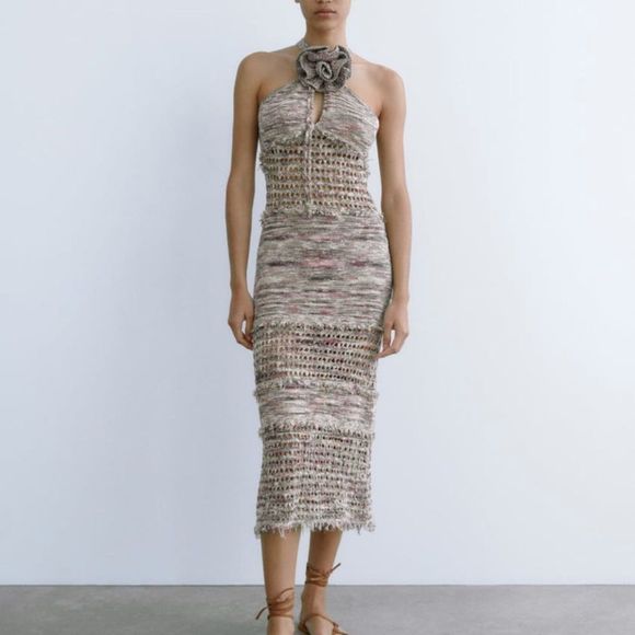 NWT Zara Frayed Knit Dress - Picture 1 of 7